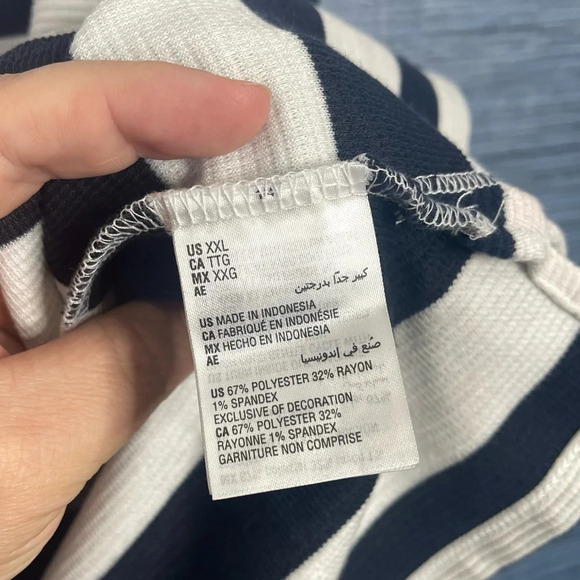 Charter Club Striped lace top navy & white XXL - Picture 4 of 6